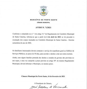 EXUMAÇÃO DOS CORPOS INUMADOS NO CEMITÉRIO MUNICIPAL DE SANTA CATARINA